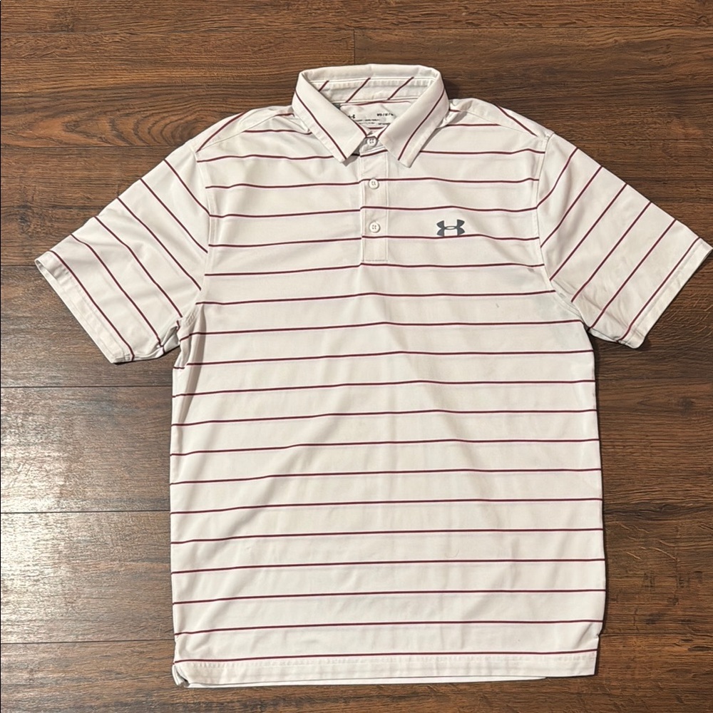 Under Armour Men's White Striped Polo Shirt